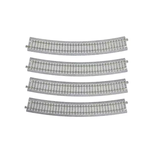 4 rails courbes Unitrack (R730-PCAL/R730-PCAR) CS - Kato 2-242 - HO 1/87