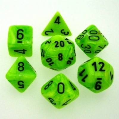 7 Dice Chessex VORTEX BRIGHT GREEN 27430 Dadi