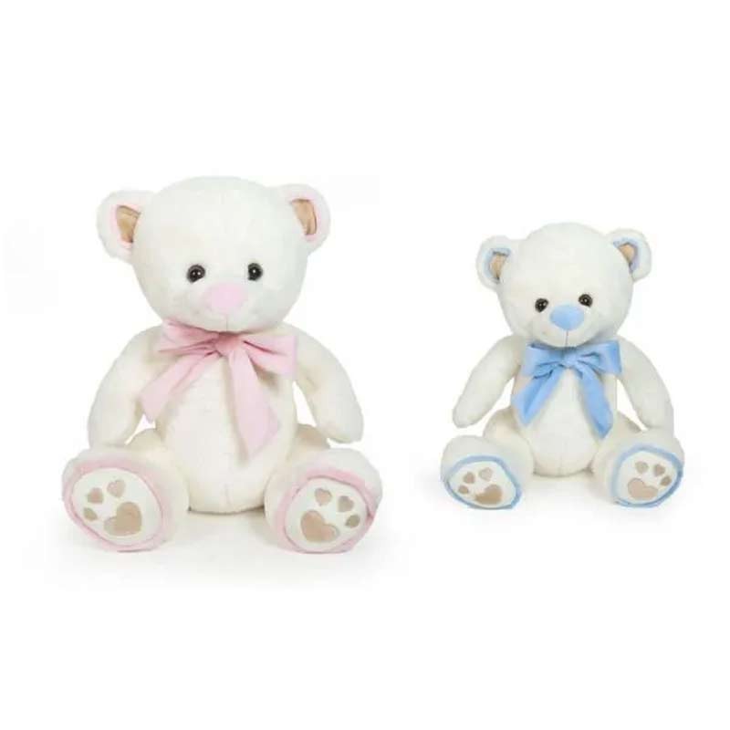 DECAR 2 - Peluche Orso Bianco con Fiocco Celeste o Rosa - 25488