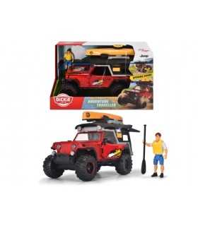 Dickie - Adventure Traveller con Jeepster Commando in scala 1:24 con tetto da campeggio, parti aprib