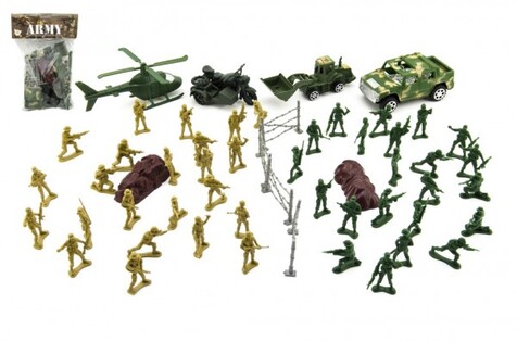 Set di soldati con accessori in plastica CZ sulla carta