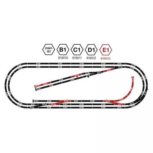 Set di prolunga Start-Set E1 FLEISCHMANN 919013 - N 1/160