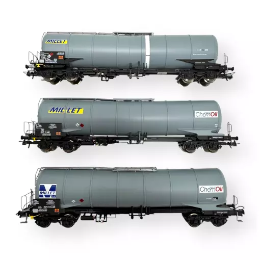Coffret de 3 wagon-citerne MILLET - Roco 6600091 - HO 1/87 - SNCF - 2R