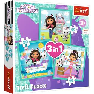 Trefl Puzzle 3 in 1 - Le attività di Gabby / Casa delle bambole universale di Gabby