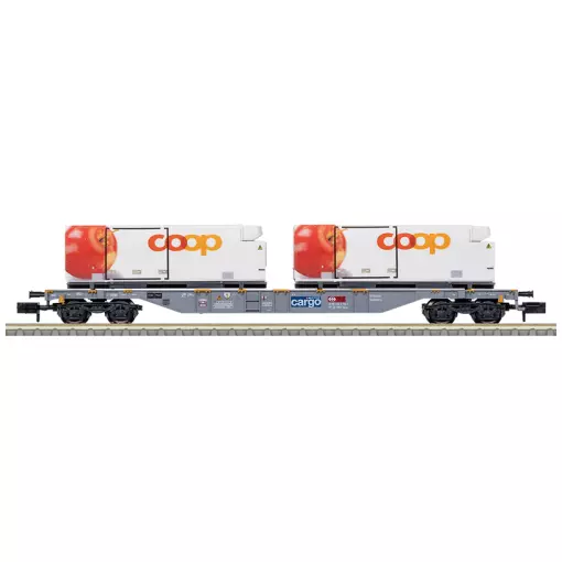 Wagon porte-conteneurs coop® - Minitrix T15495 - SBB/CFF/FFS - N 1/160 - EP. VI - 2R