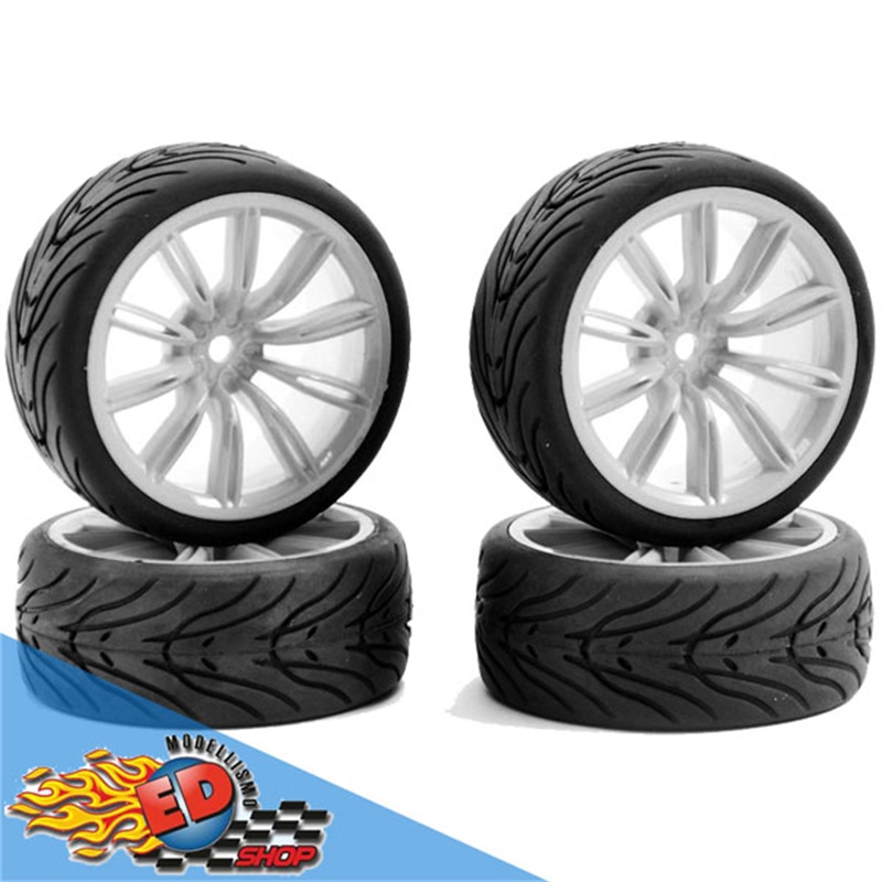 FASTRAX Gomme Strada 1/10 montate su cerchio Bianco 20 raggi (4) - [FAST0076W]