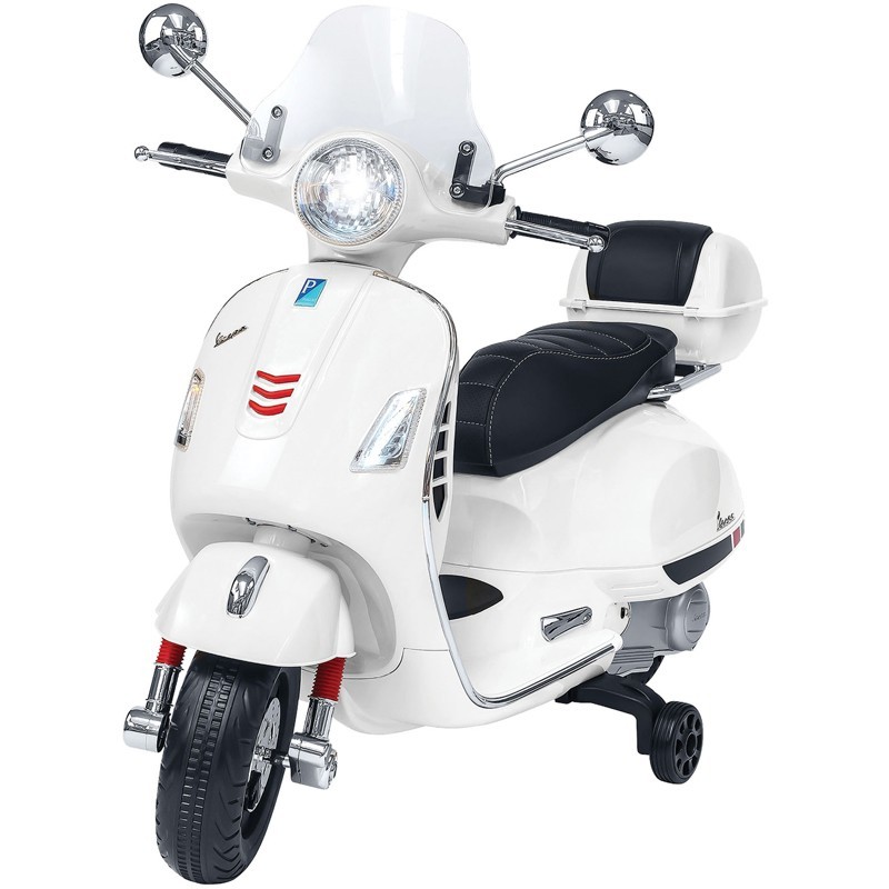 GLOBO - Vespa Elettrica per Bambini 12Volts Piaggio GTS Bianca MP3 e Sedile in Pelle - 5599