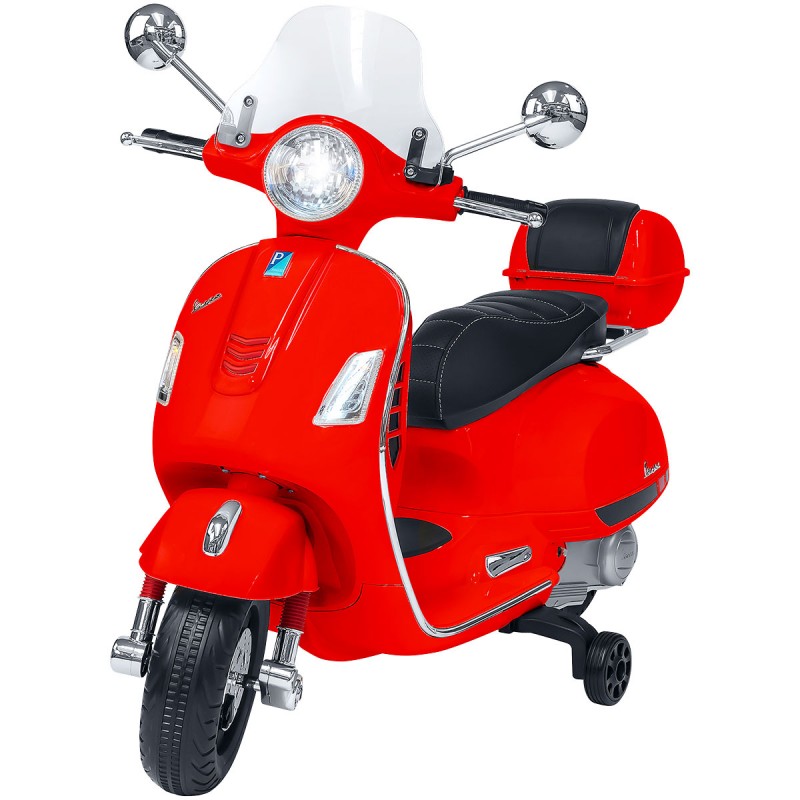 GIAV - Vespa Elettrica per Bambini 12Volts Piaggio GTS Rossa MP3 e Sedile in Pelle - 5601