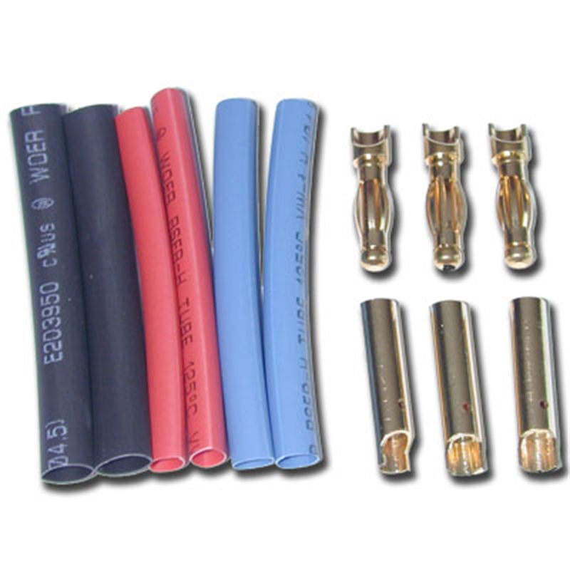 Hobbywing banana connector plug 4.0mm M/F dorati (3cp)+ termorestringente 86070010 - [HW-CON4.0]