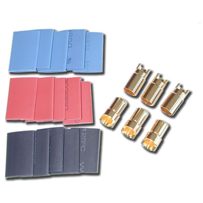 Hobbywing banana connector plug 6.0mm M/F dorati (3cp) + termorestringente 86070020 - [HW-CON6.0]