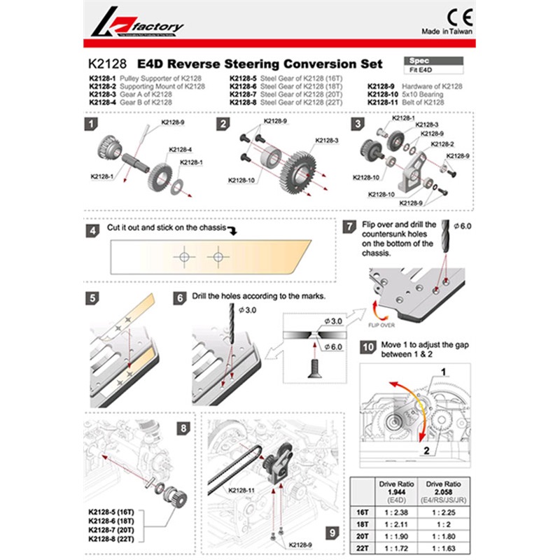 KF E4D counter sterring conversion set - [K2128]