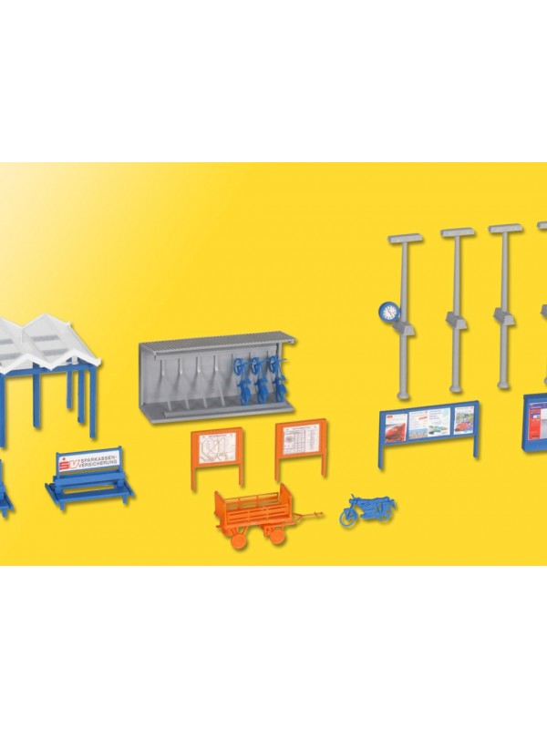 KIBRI 38108 Scala HO Set per stazione ferroviaria e decorazione banchina