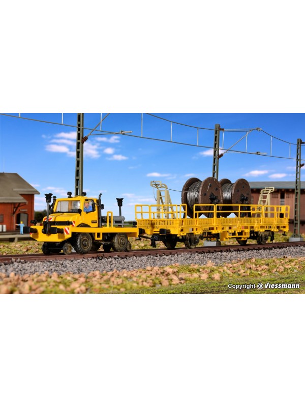 KIBRI 16062 Scala HO Convoglio per treno cantiere ferroviario con Unimog in kit