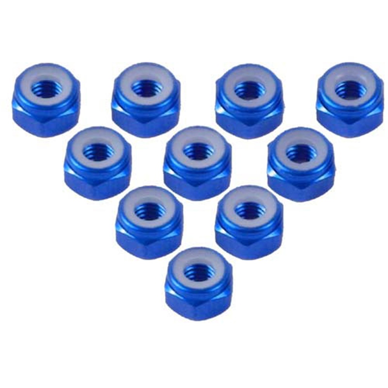 Yeah Racing Dado Frenato in alluminio 4mm (10) 7.0 BLU - [LN-M4-BU]