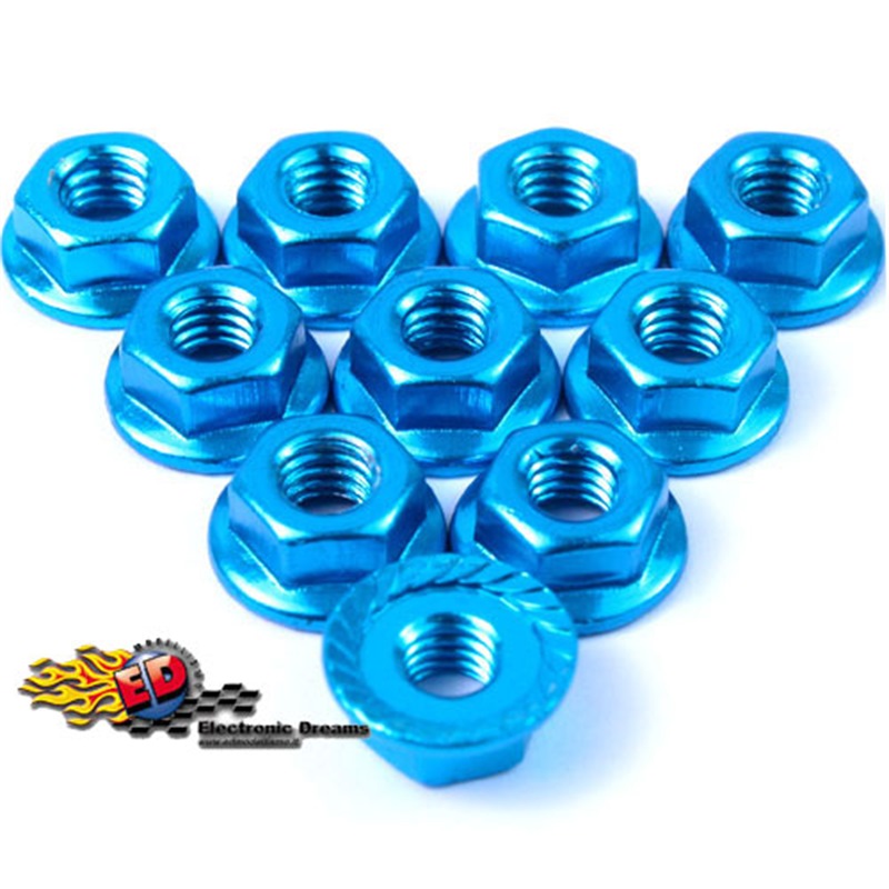 Yeah Racing dadi ruota flangiati con bloccaggio tipo grover in alluminio 4mm AZZURRI (10) - [LN-M4S-LB]
