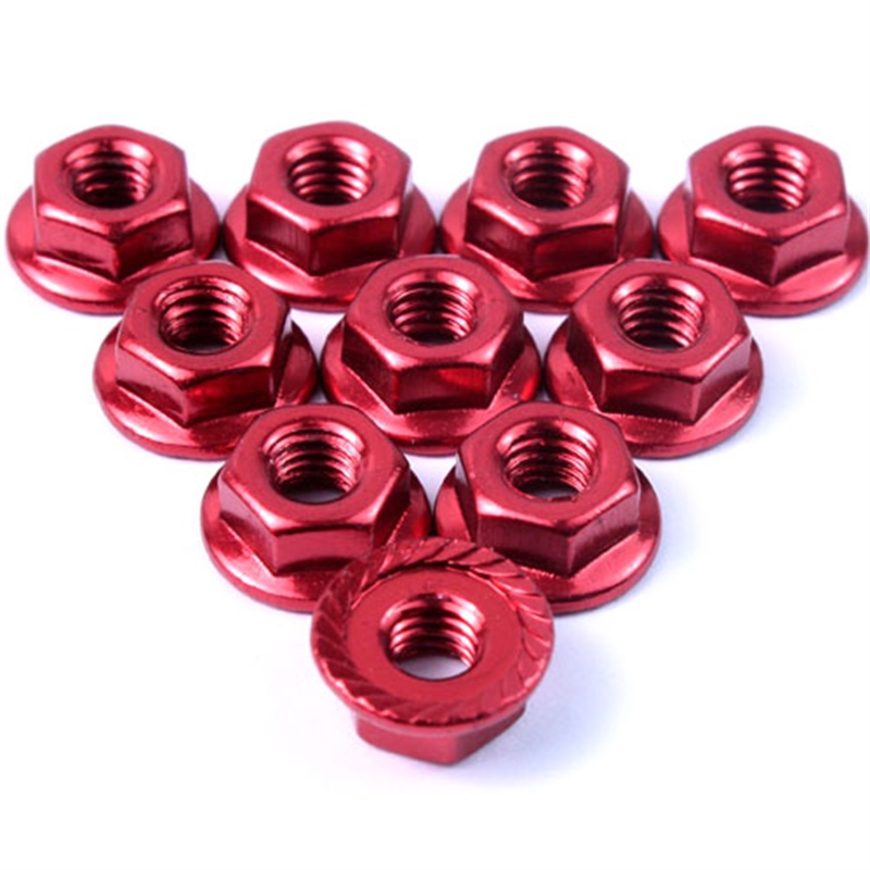 Yeah Racing dadi ruota flangiati con bloccaggio tipo "grover" in alluminio 4mm ROSSO (10) - [LN-M4S-RD]