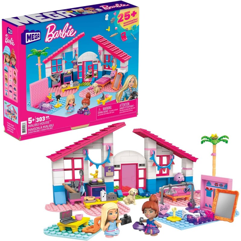 MEGA BLOCKS - Barbie Malibu' Casa dei Sogni con 2 Bambole - GWR34