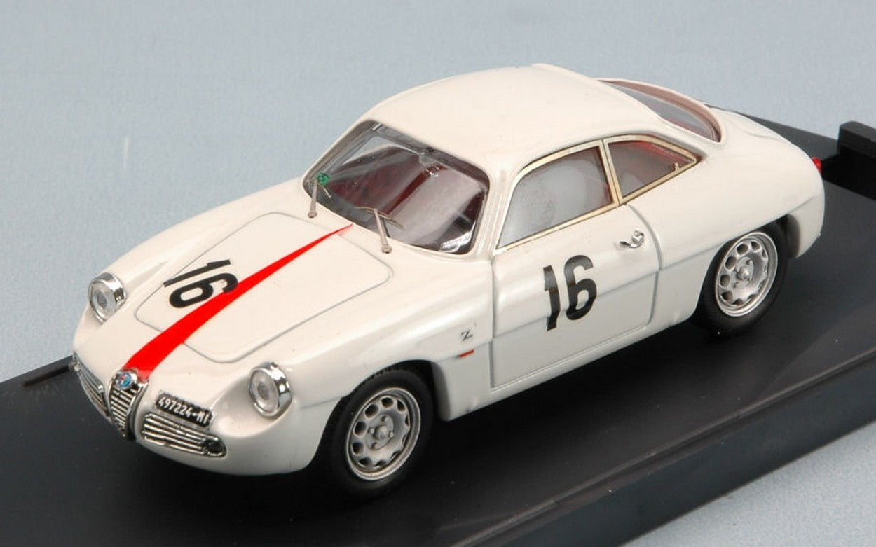 MODELLINO IN SCALA COMPATIBILE CON ALFA ROMEO GIULIETTA SZ N.16 4th COPPA FISA MONZA 1960 "KIM" 1:43 BANG BG7164