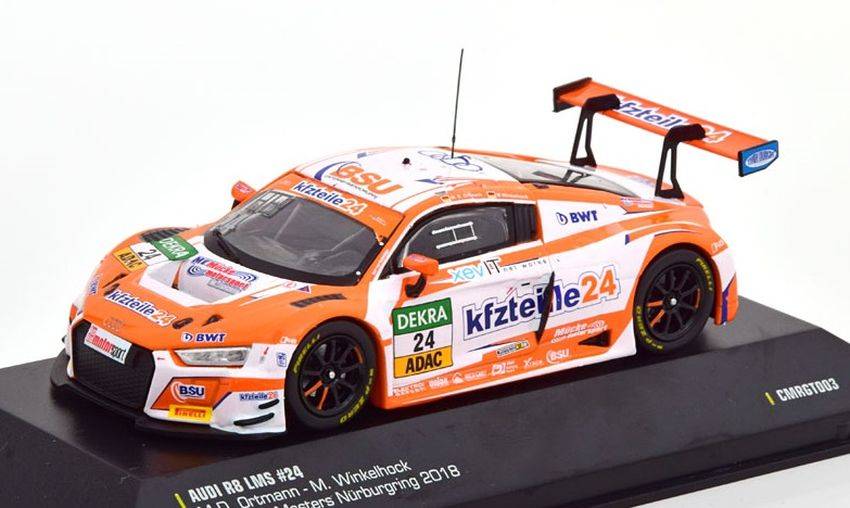 MODELLINO IN SCALA COMPATIBILE CON AUDI R8 N.24 ADAC GT NURBURGRING 2018 M.D.ORTMANN-M.WINKELHOCK 1:43 CMRCMRGT003