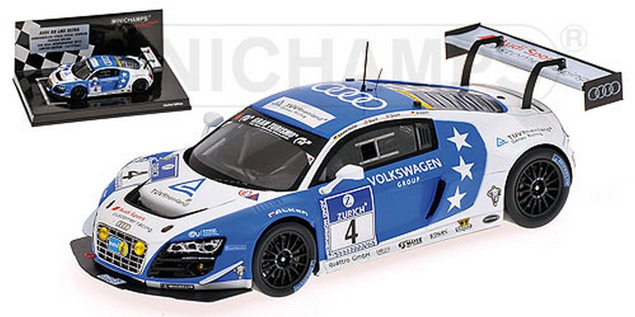 MODELLINO IN SCALA COMPATIBILE CON AUDI R8 N.4 NURBURGRING 2013 AMMERMULLER-STUCK-STUCK-STIPPLER 1:43 MINICHAMPS PM437131304