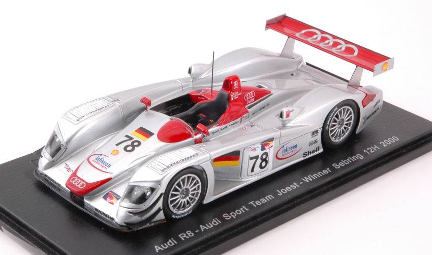 MODELLINO IN SCALA COMPATIBILE CON AUDI R8 N.78 12 H SEBRING 2000 F.BIELA-T.KRISTENSEN-E.PIRRO 1:43 SPARK MODEL S43SE00