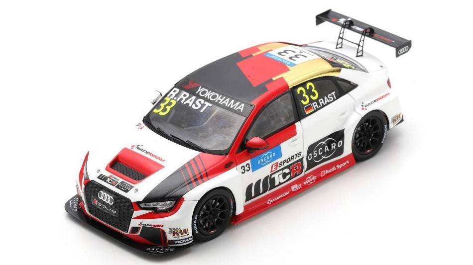 MODELLINO IN SCALA COMPATIBILE CON AUDI RS 3 N.33 WTCR NURBURGRING 2018 RENE' RAST 1:43 SPARK MODEL SG572