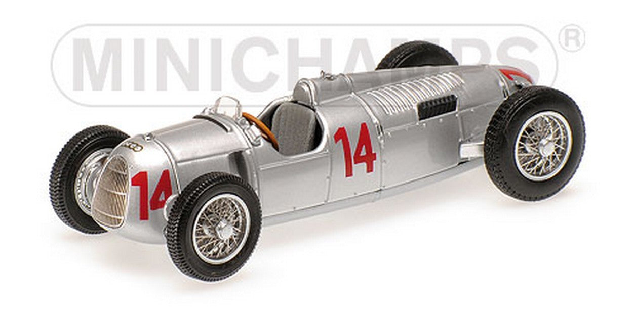 MODELLINO IN SCALA COMPATIBILE CON AUTO UNION TYP C A.VARZI 1936 N.14 3rd HUNGARIAN GP 1:43 MINICHAMPS PM400360014
