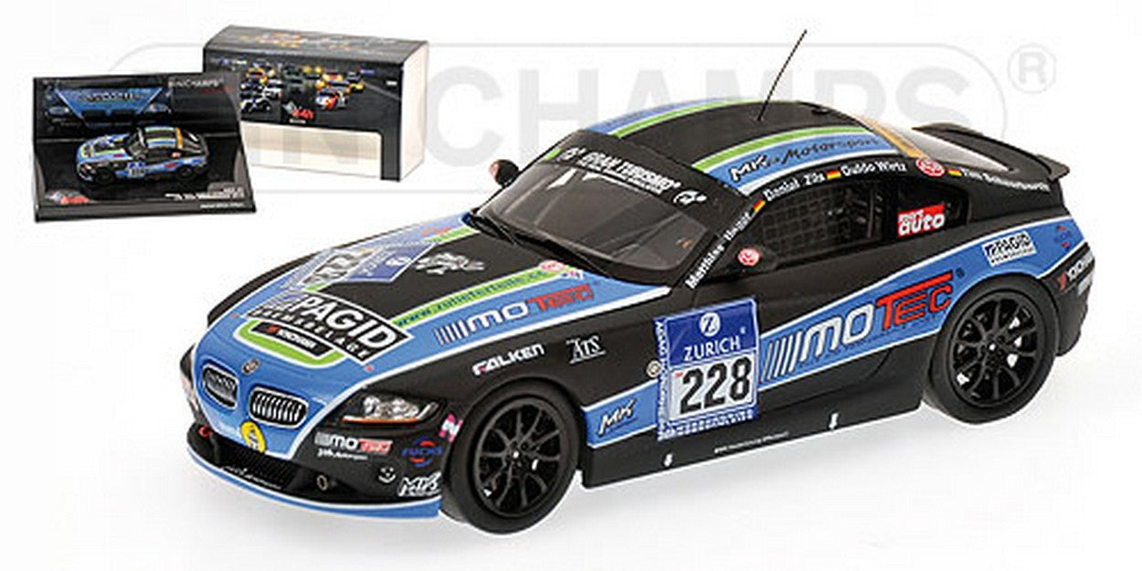 MODELLINO IN SCALA COMPATIBILE CON BMW Z4 N.228 NURBURGRING 2010 1:43 MINICHAMPS PM437102228