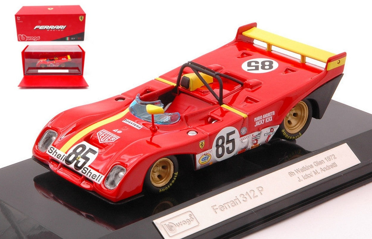 MODELLINO IN SCALA COMPATIBILE CON FERRARI 312PB N.85 WINNER 6h WATKINS GLEN 1972 ICKX-ANDRETTI 1:43 BURAGO BU36302