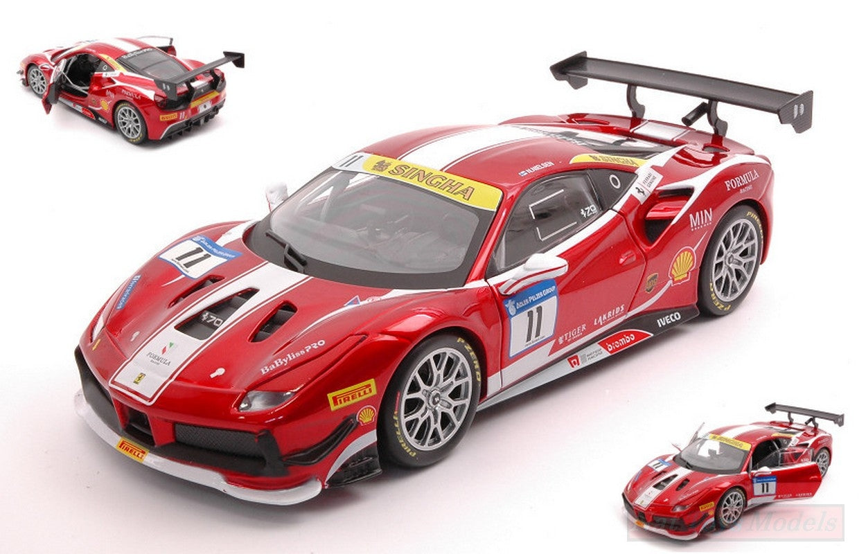 MODELLINO IN SCALA COMPATIBILE CON FERRARI 488 CHALLENGE N.11 FORMULA RACING 2017 1:24 BURAGO BU26308