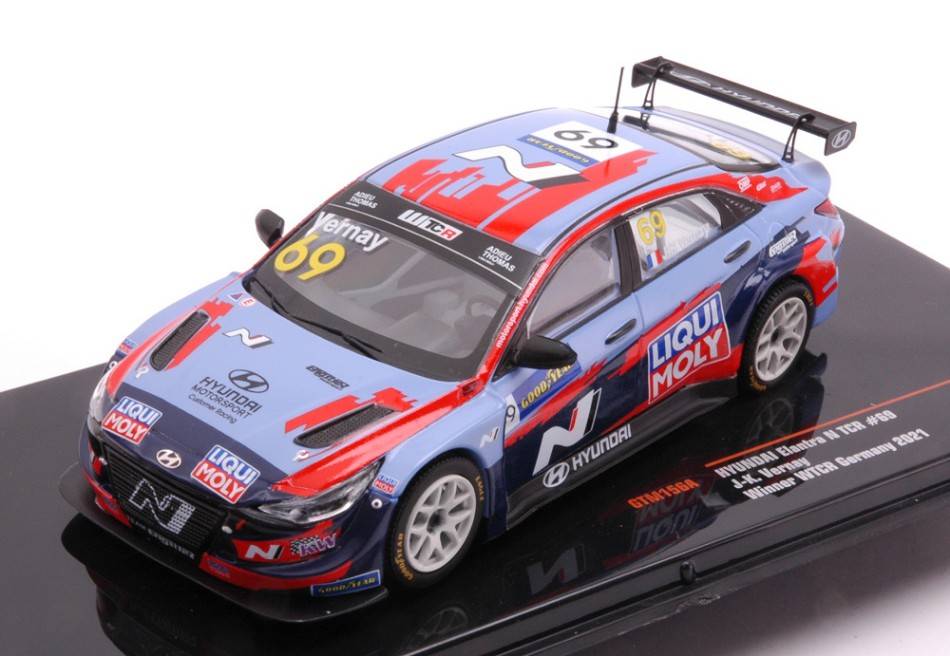 MODELLINO IN SCALA COMPATIBILE CON HYUNDAI ELANTRA N TCR N.69 LIQUI MOLY WTCR DEUTSCHLAND 2021 VERNAY 1:43 IXO MODEL GTM156A