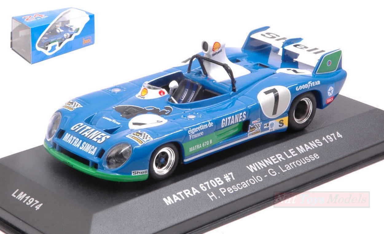 MODELLINO IN SCALA COMPATIBILE CON MATRA MS 670 B N.7 WINNER LM 1974 H.PESCAROLO-G.LARROUSSE 1:43 IXO MODEL LM1974