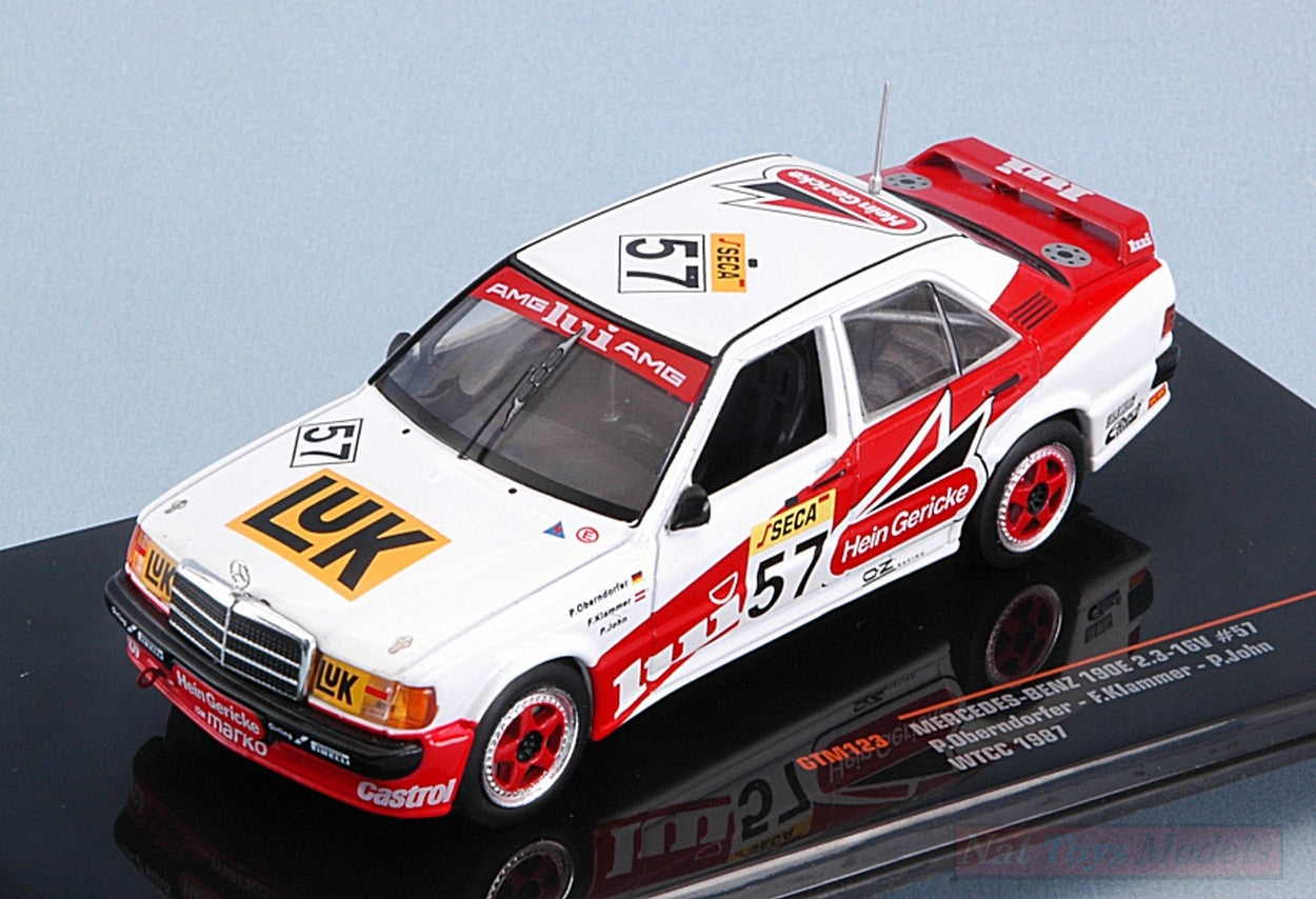 MODELLINO IN SCALA COMPATIBILE CON MERCEDES 190E 2.3-16V, N.57 WTCC 1987 OBERNDORFER-KLAMMER-JOHN 1:43 IXO MODEL GTM123