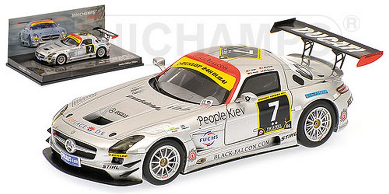MODELLINO IN SCALA COMPATIBILE CON MERCEDES SLS AMG GT3 N.7 JAGER 24H DUBAI 2011 1:43 MINICHAMPS PM437110307