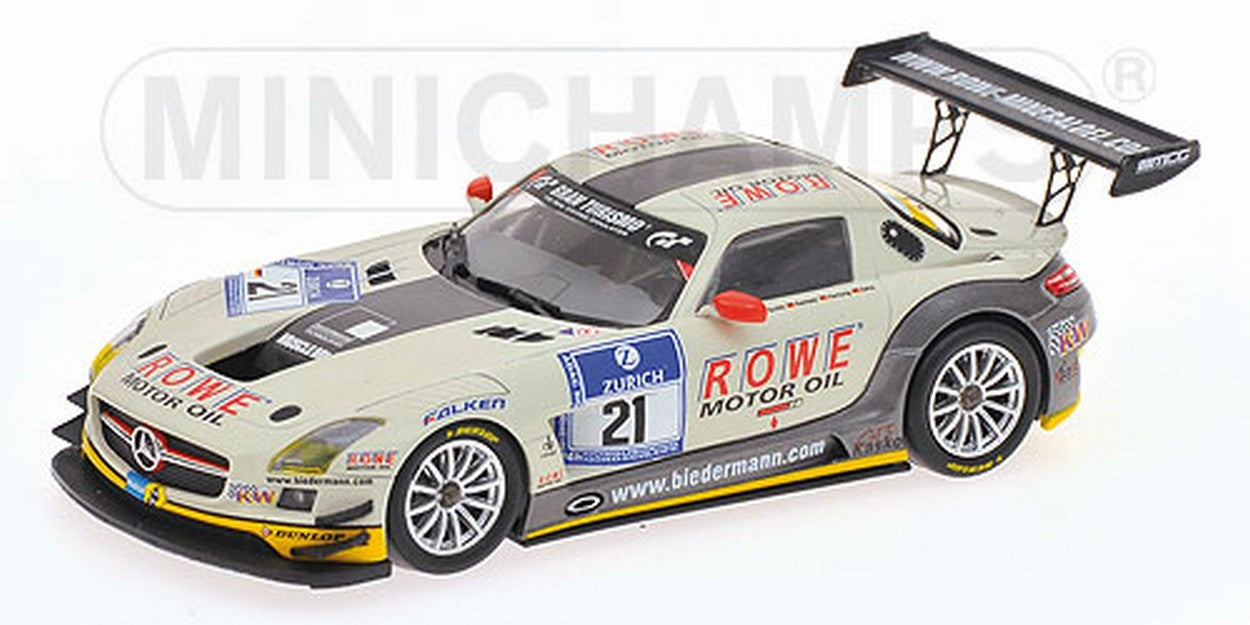 MODELLINO IN SCALA COMPATIBILE CON MERCEDES SLS AMG N.21 NURBURGRING 2012 ZEHW-HARTUNG-REHFELD-BULLIT 1:43 MINICHAMPS PM43712322