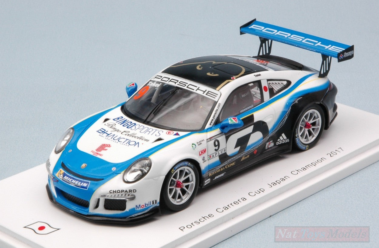 MODELLINO IN SCALA COMPATIBILE CON PORSCHE 911 GT3 CUP N.9 JAPAN CHAMPION 2017 SHINJI TAKEI 1:43 SPARK MODEL SJ057