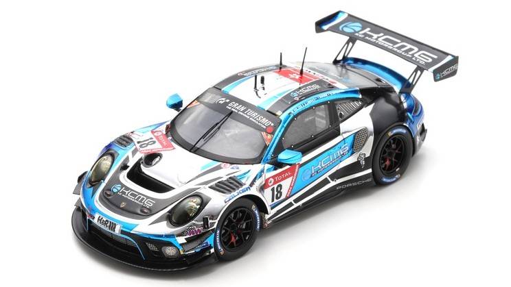 MODELLINO IN SCALA COMPATIBILE CON PORSCHE 911 GT3 N.18 NURBURGRING 2021 IMPERATORI-BURDON-LIBERATI-HO 1:43 SPARK MODEL SG775