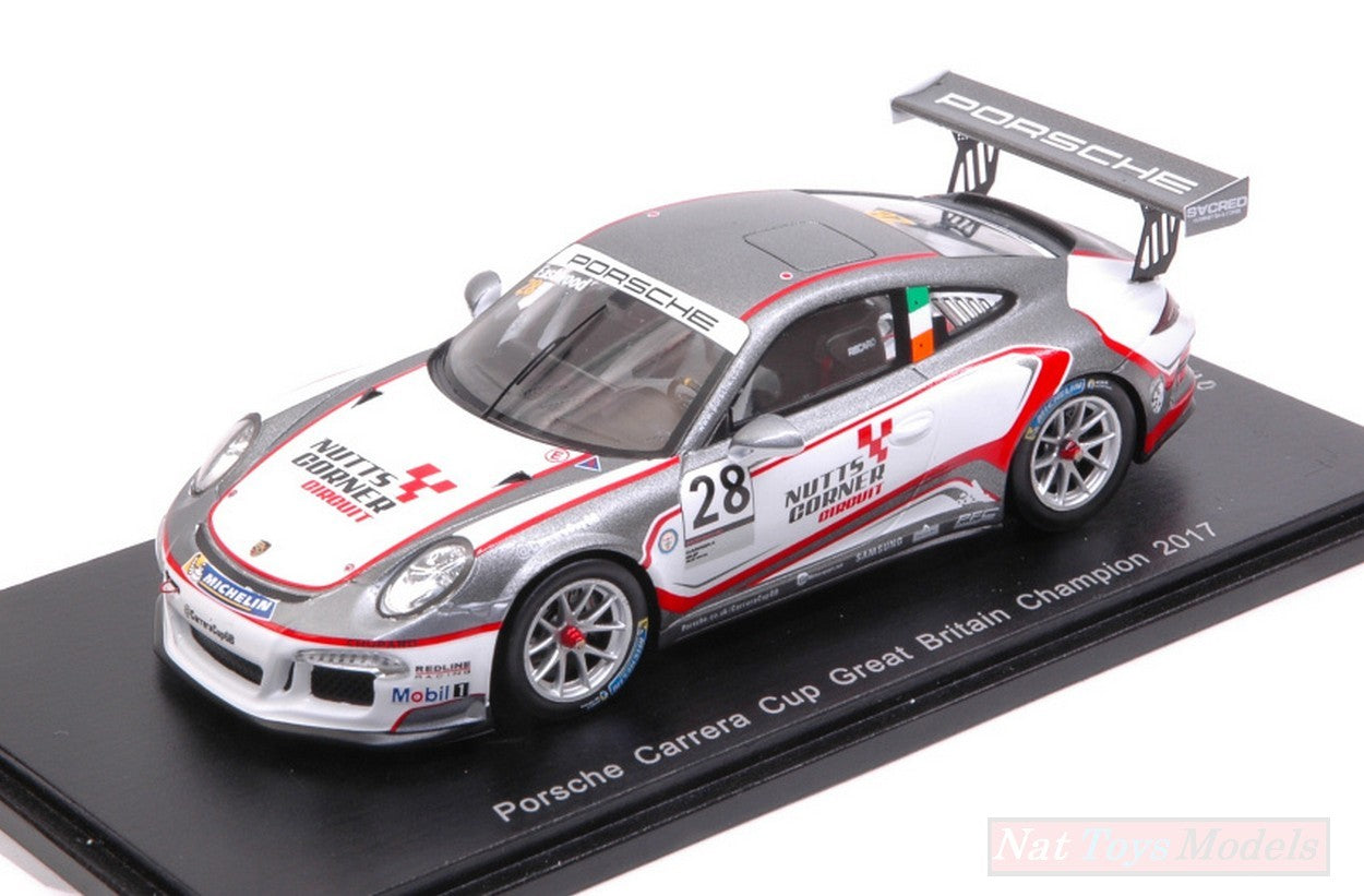 MODELLINO IN SCALA COMPATIBILE CON PORSCHE 911 GT3 N.28 CUP GREAT BRITAIN 2017 CHAMPION C.EASTWOOD 1:43 SPARK MODEL UK003