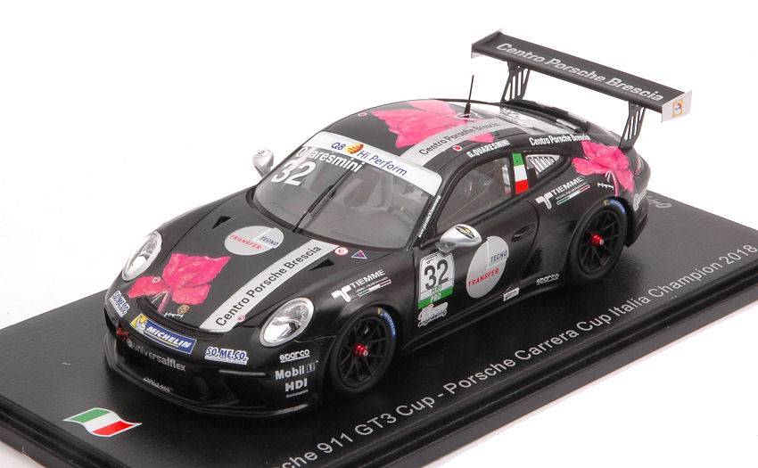 MODELLINO IN SCALA COMPATIBILE CON PORSCHE 911 GT3 N.32 CARRERA CUP ITALIA CHAMPION 2018 G.QUARESMINI 1:43 SPARK MODEL SI008