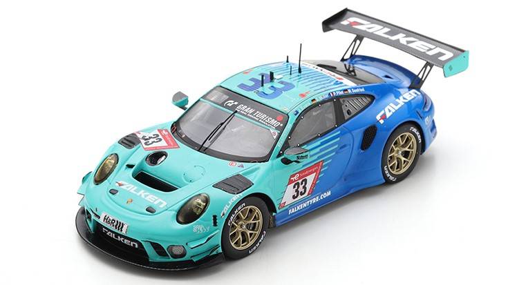 MODELLINO IN SCALA COMPATIBILE CON PORSCHE 911 GT3 N.33 9th 24 H NURBURGRING 2022 EVANS-MULLER-PILET-SEEF. SPARK MODEL SG845