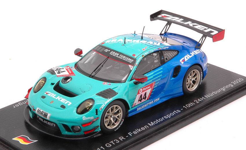 MODELLINO IN SCALA COMPATIBILE CON PORSCHE 911 GT3 N.44 24 H NURBURGRING 2020 MULLER-BACHLER-DUMBRECK 1:43 SPARK MODEL SG689
