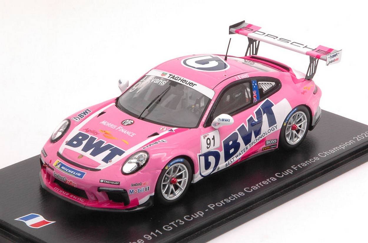 MODELLINO IN SCALA COMPATIBILE CON PORSCHE 911 GT3 N.91 CARRERA CUP FRANCE CHAMPION 2020 JAXON EVANS 1:43 SPARK MODEL SF249