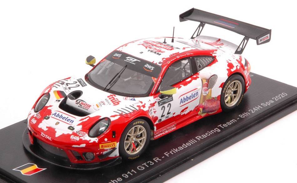 MODELLINO IN SCALA COMPATIBILE CON PORSCHE 911 GT3 R N.22 8th 24 H SPA 2020 BERGMEISTER-MAKOWIECKI-OLSEN 1:43 SPARK MODEL SB376