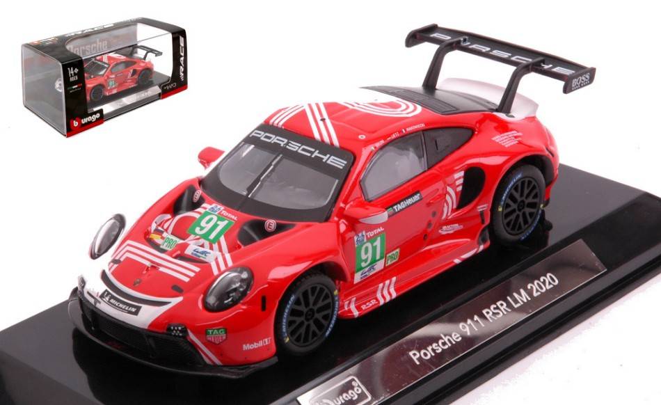MODELLINO IN SCALA COMPATIBILE CON PORSCHE 911 RSR N.91 LM 2020 1:43 BURAGO BU38308