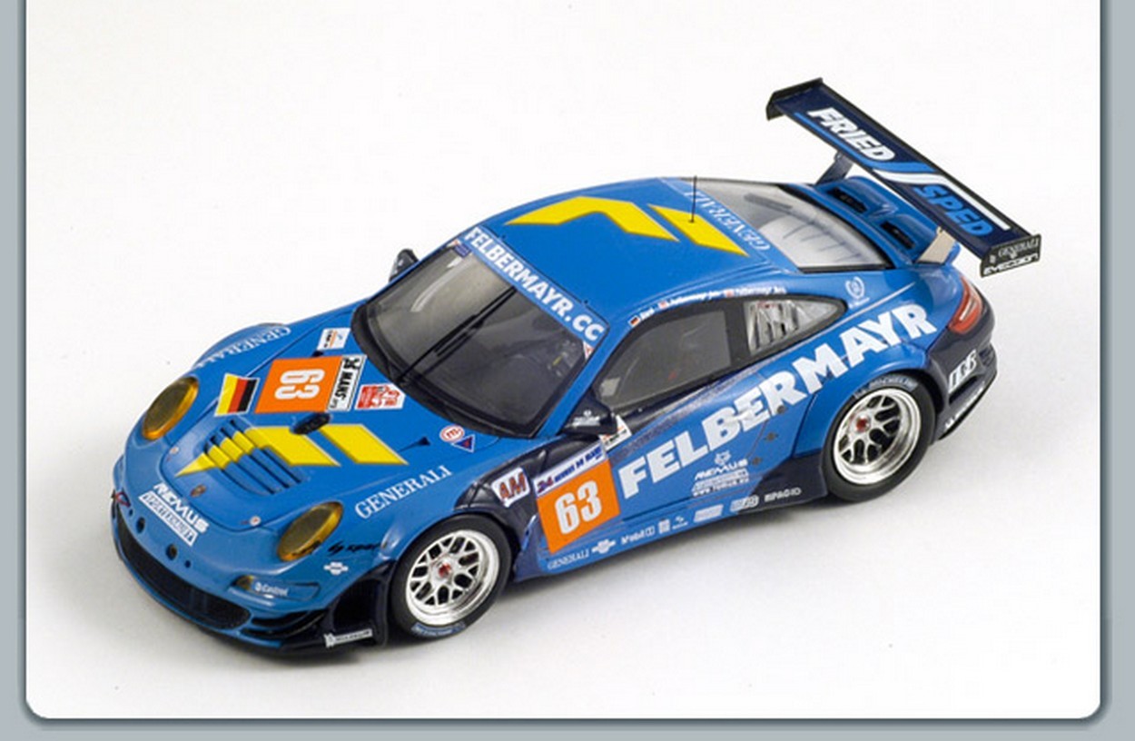 MODELLINO IN SCALA COMPATIBILE CON PORSCHE 997 GT3 RSR N.63 LM 2011 1:43 SPARK MODEL S3421