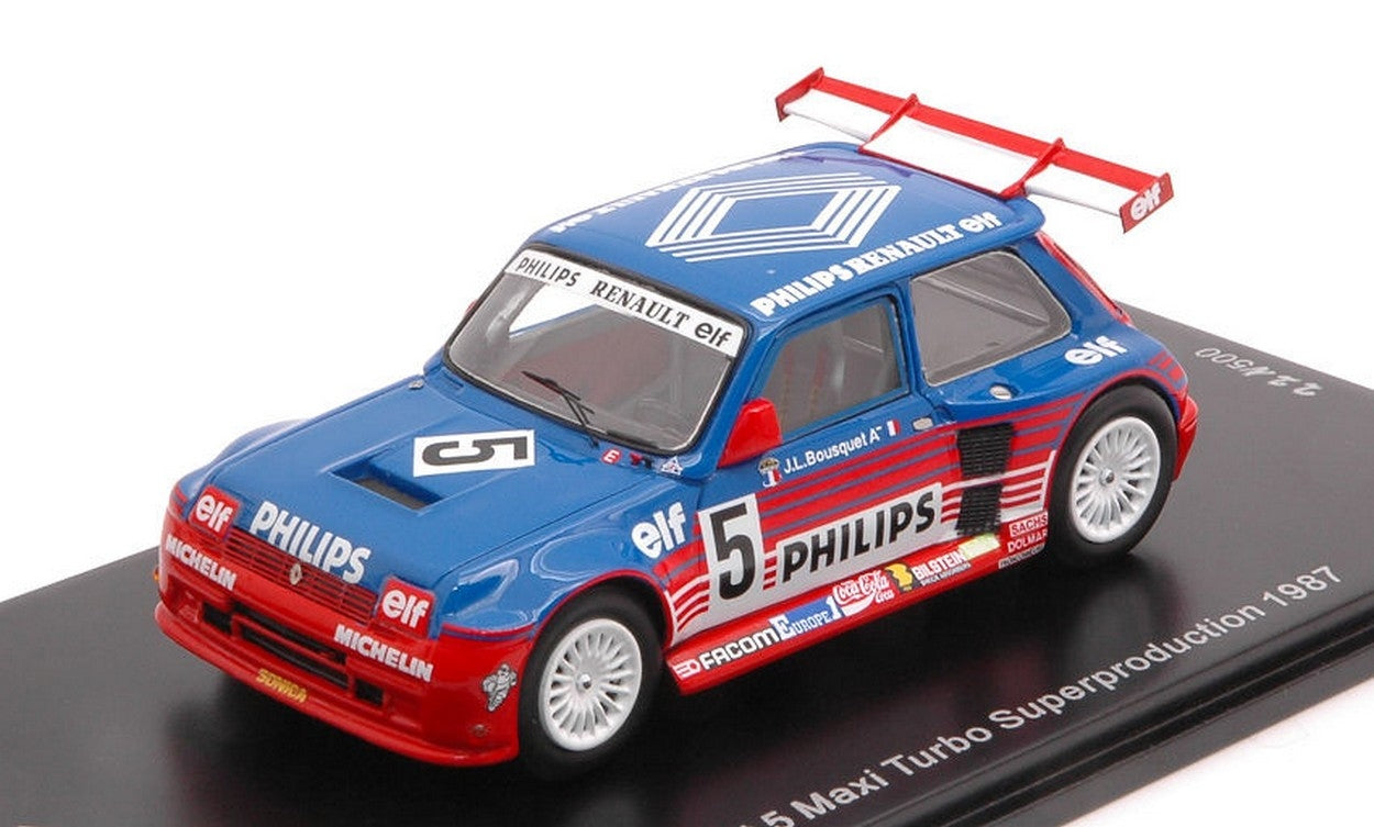 MODELLINO IN SCALA COMPATIBILE CON RENAULT 5 MAXI TURBO SUPERPRODUCTION N.5 1987 JEAN LOUIS BOUSQUET 1:43 SPARK MODEL SF054