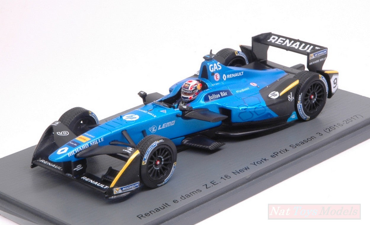 MODELLINO IN SCALA COMPATIBILE CON RENAULT e.dams P.GASLY 2017 N.9 Rd10 NEW YORK FORMULA "E" 1:43 SPARK MODEL S5922