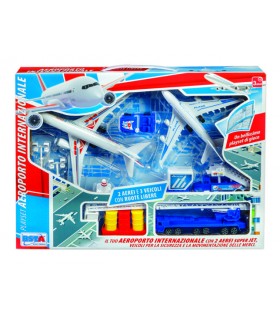 Playset aereoporto internazionale 2 aerei+3 veicoli