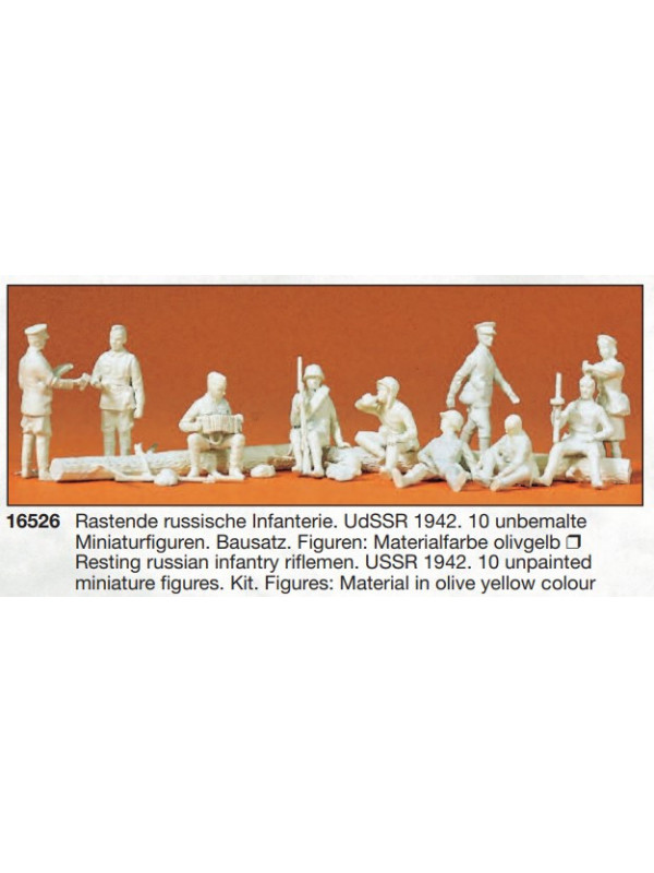 PREISER 16526 Scala HO Fanteria russa del 1942 da colorare 10 pz.