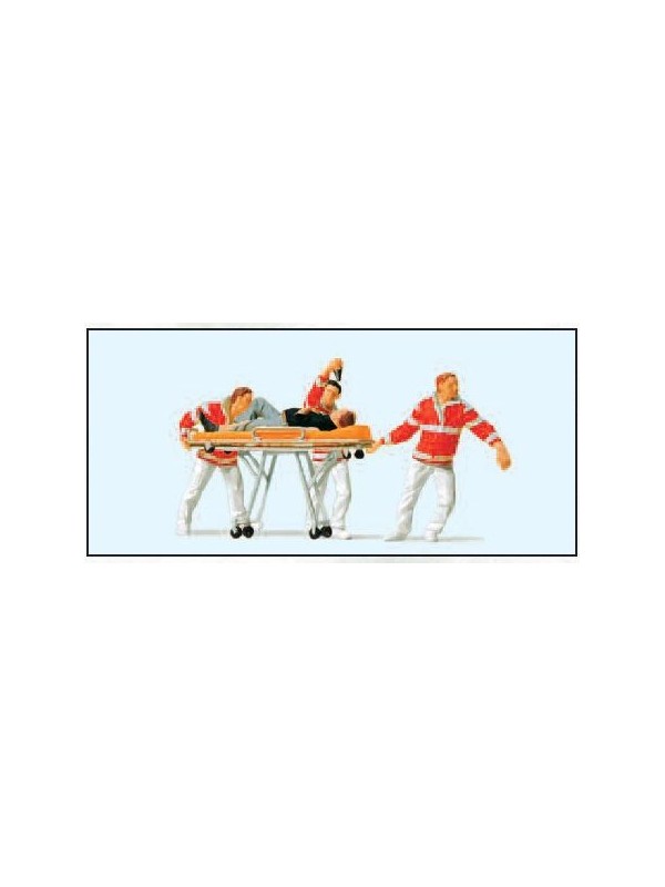 PREISER 10532 Scala HO Paramedici con malato in barella